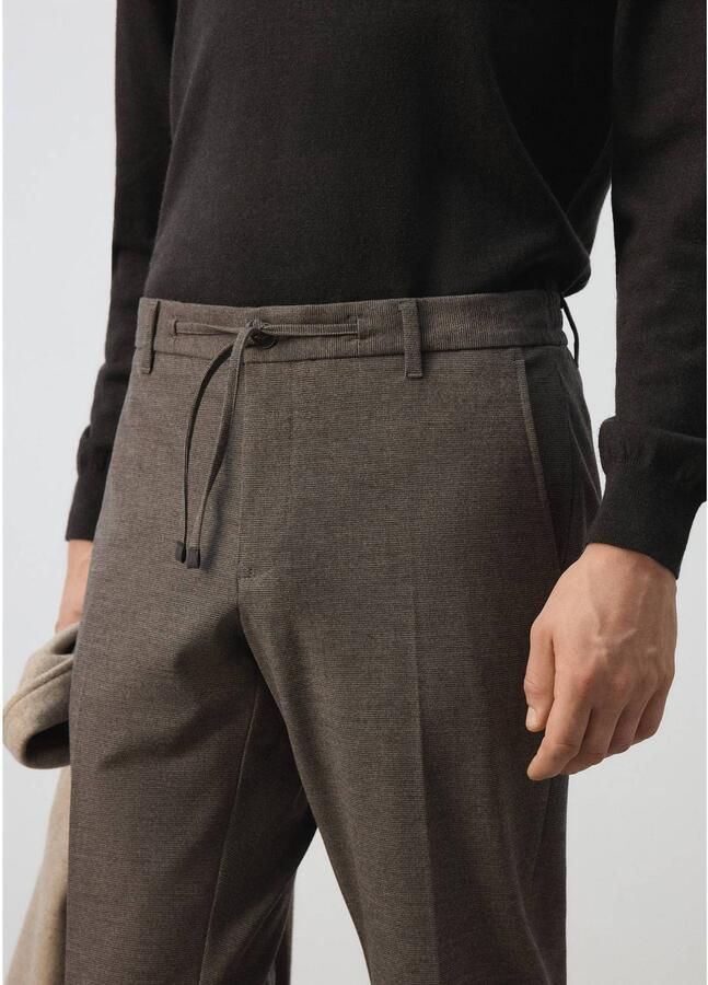 Mango Man slim fit geruite casual broek middenbruin - Foto 2
