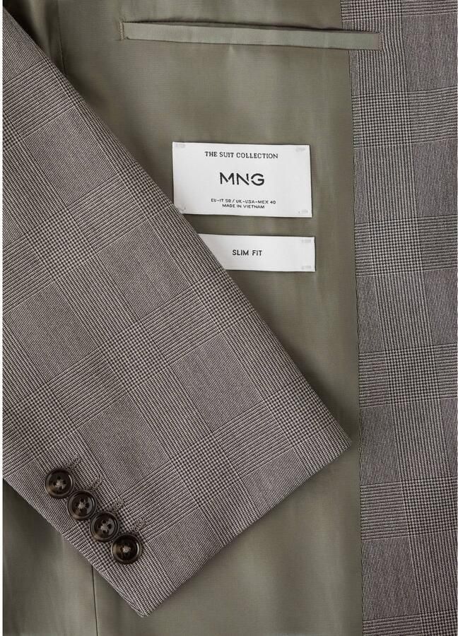 Mango Man slim fit geruite colbert bruin - Foto 2
