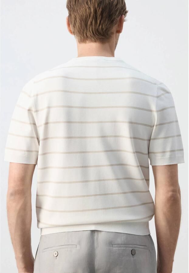 Mango Man slim fit gestreept T-shirt naturel wit - Foto 2