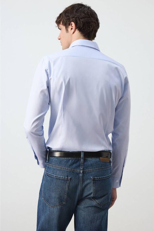 Mango Man slim fit overhemd lichtblauw - Foto 3