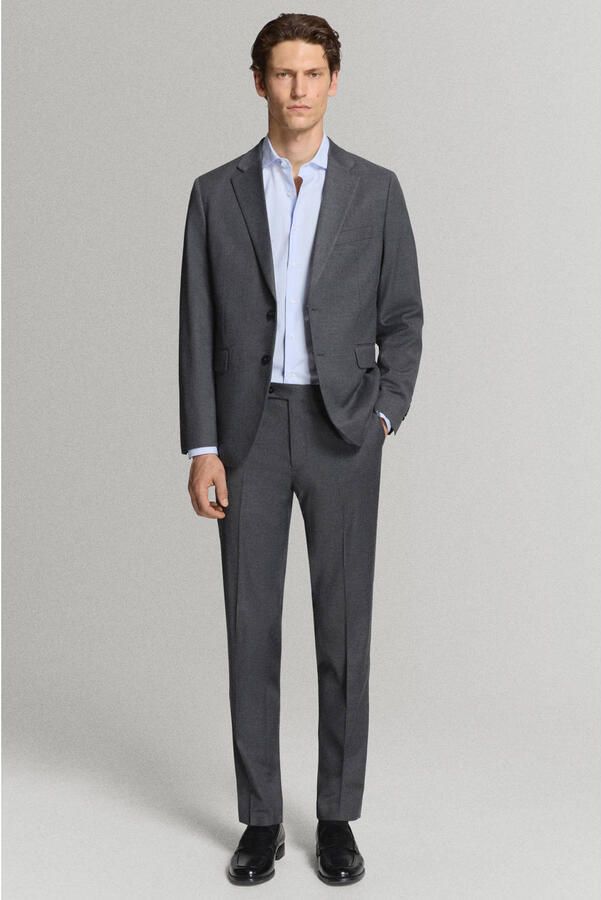 Mango Man slim fit overhemd met krijtstreep middenblauw - Foto 2