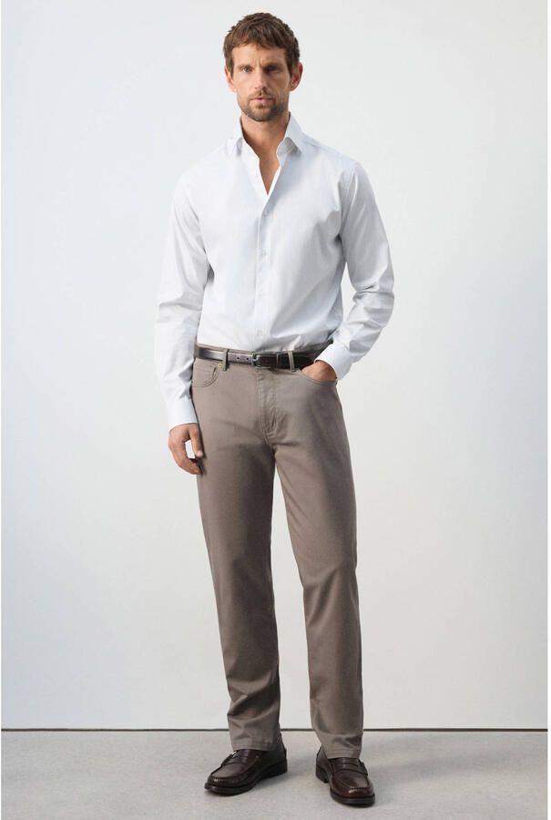 Mango Man slim fit overhemd met krijtstreep wit - Foto 2