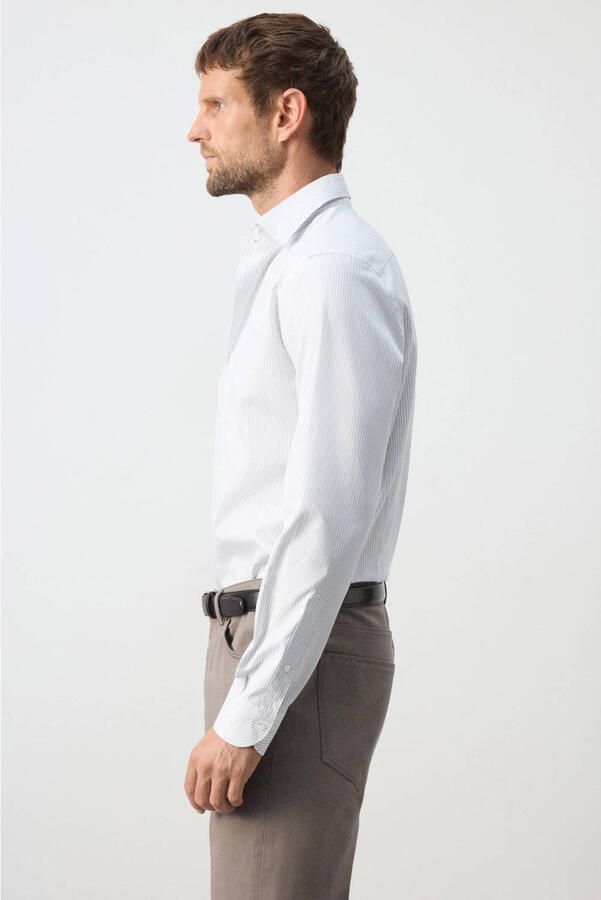 Mango Man slim fit overhemd met krijtstreep wit - Foto 3