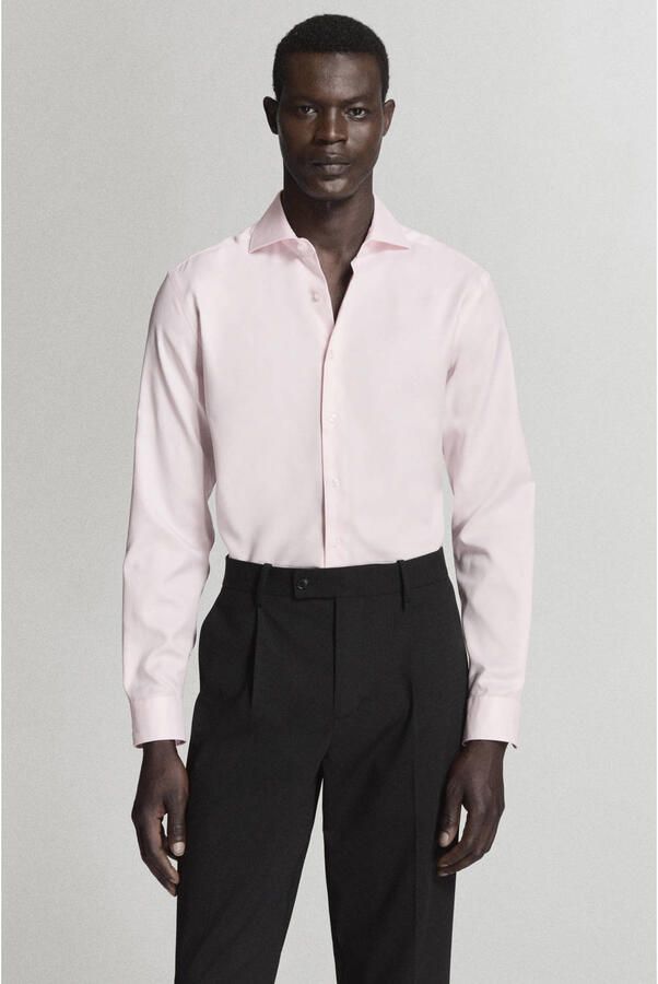 Mango Man slim fit overhemd pastelroze
