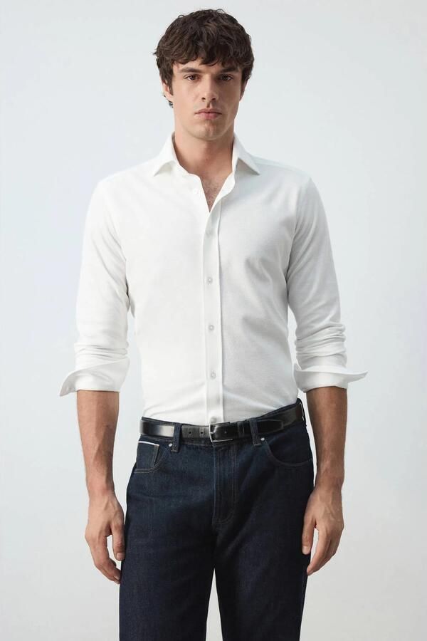 Mango Man slim fit overhemd wit