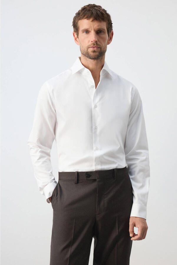 Mango Man slim fit overhemd wit