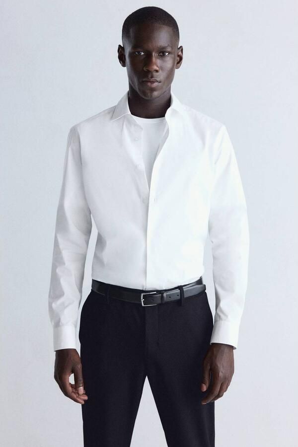 Mango Man slim fit overhemd wit