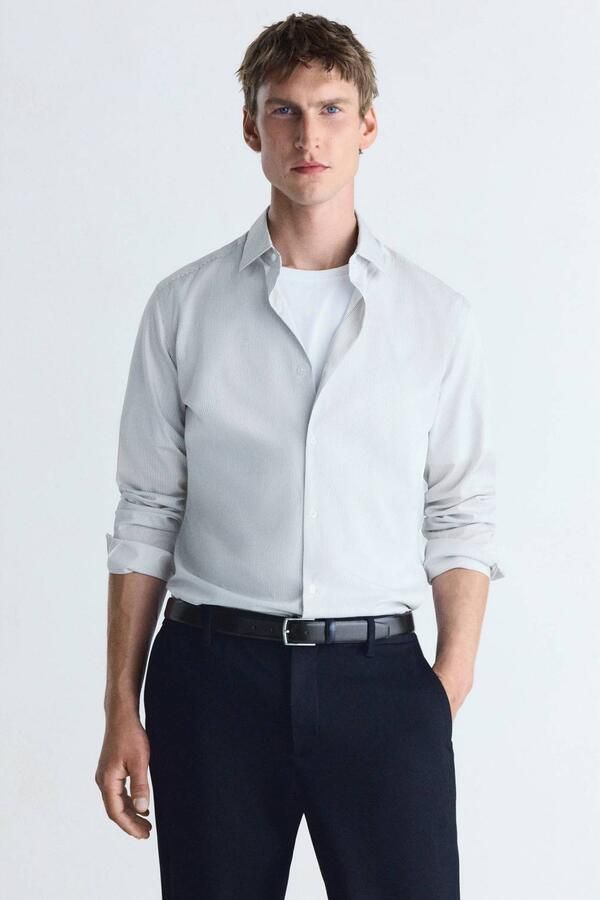 Mango Man slim fit overhemd wit
