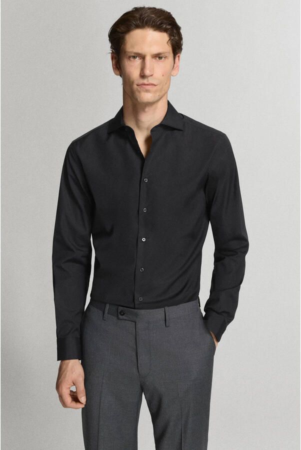 Mango Man slim fit overhemd zwart