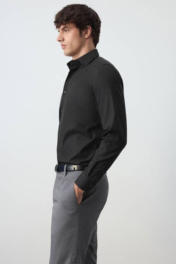 Mango Man slim fit overhemd zwart - Foto 3