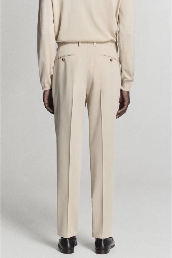Mango Man slim fit pantalon lichtbeige - Foto 3
