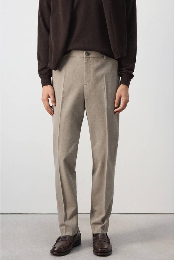 Mango Man slim fit pantalon lichtbeige