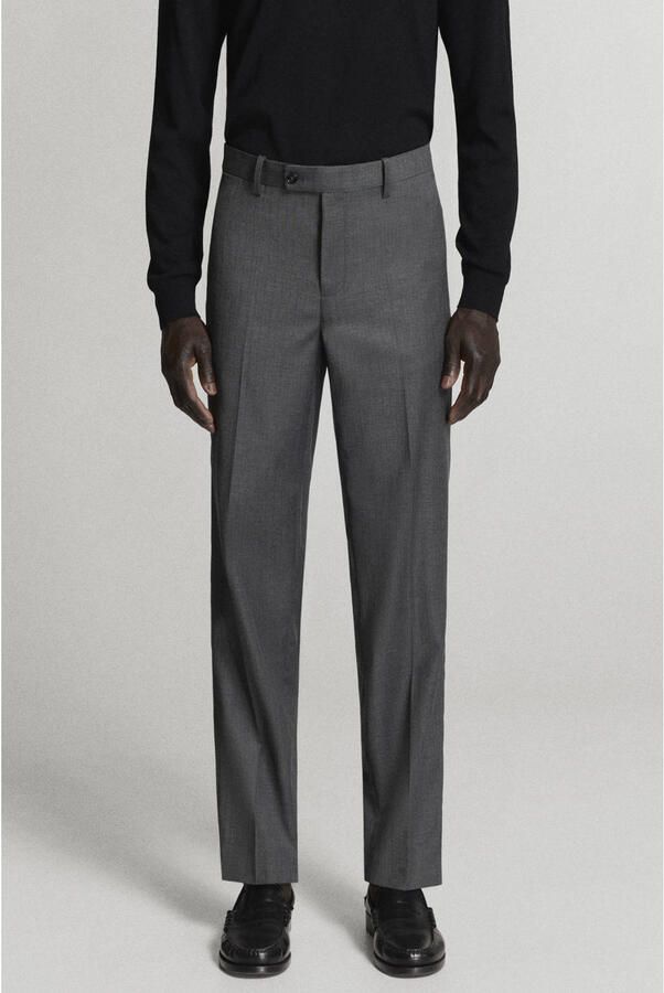 Mango Man slim fit pantalon met krijtstreep middengrijs