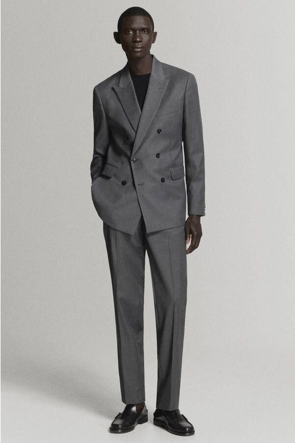 Mango Man slim fit pantalon met krijtstreep middengrijs - Foto 3