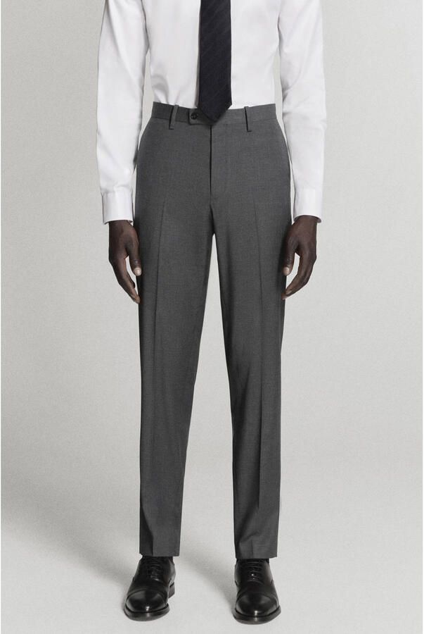 Mango Man slim fit pantalon met melée grijs