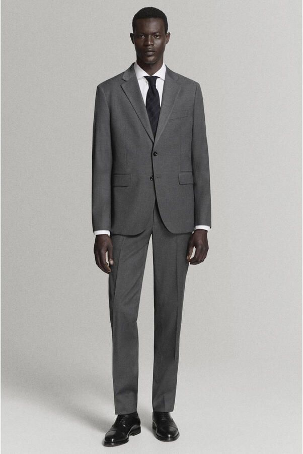 Mango Man slim fit pantalon met melée grijs - Foto 3