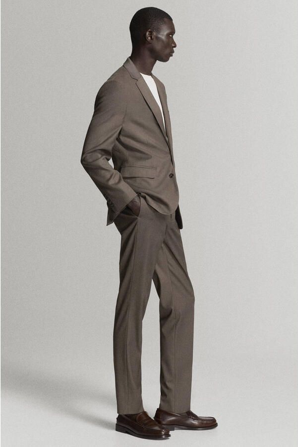 Mango Man slim fit pantalon middenbruin - Foto 3
