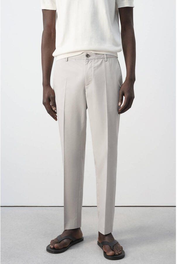 Mango Man slim fit pantalon naturel wit