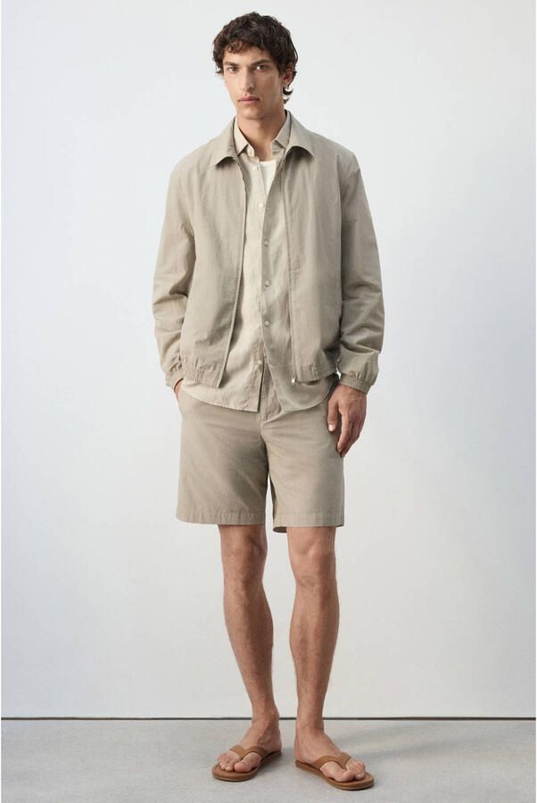 Mango Man slim fit pied-de-poule bermuda short lichtbeige - Foto 2