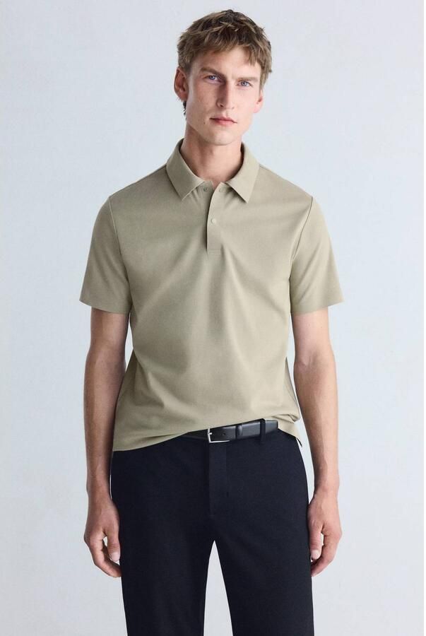 Mango Man slim fit polo beige