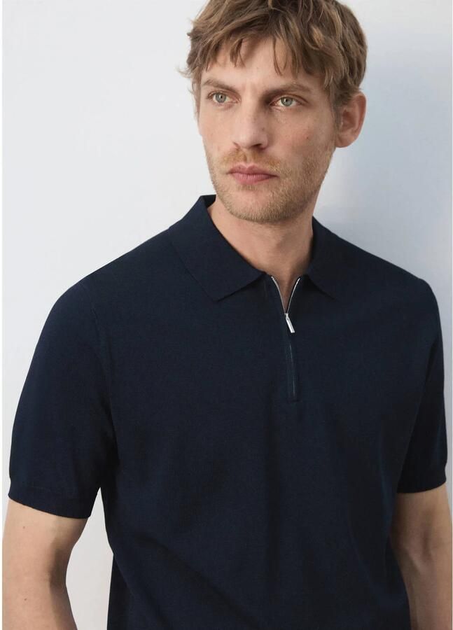 Mango Man slim fit polo donkerblauw - Foto 2
