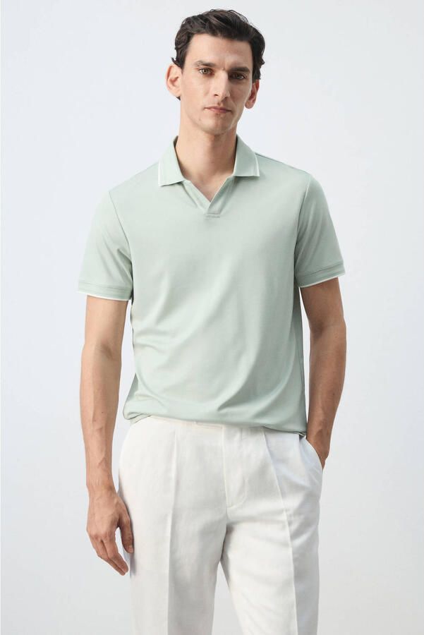 Mango Man slim fit polo groen