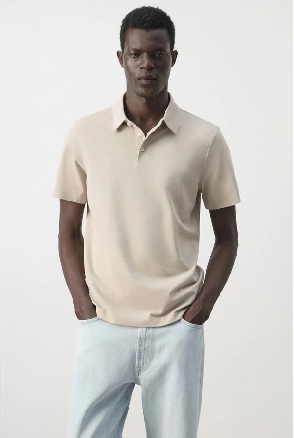 Mango Man slim fit polo lichtbeige