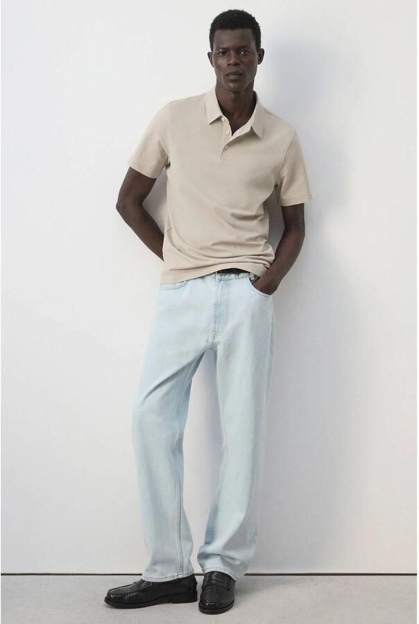 Mango Man slim fit polo lichtbeige - Foto 3
