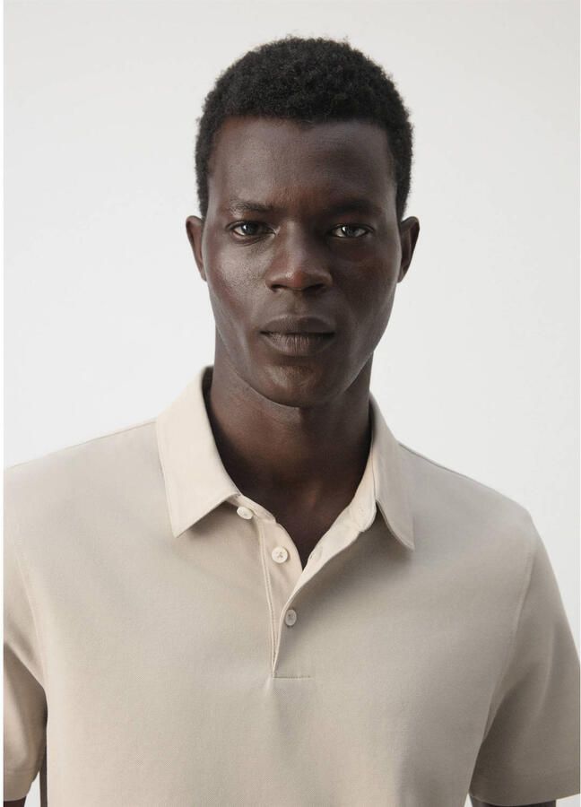 Mango Man slim fit polo lichtbeige - Foto 2