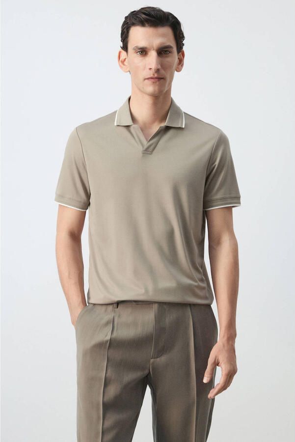 Mango Man slim fit polo lichtbeige