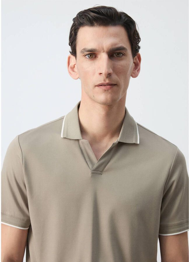 Mango Man slim fit polo lichtbeige - Foto 2