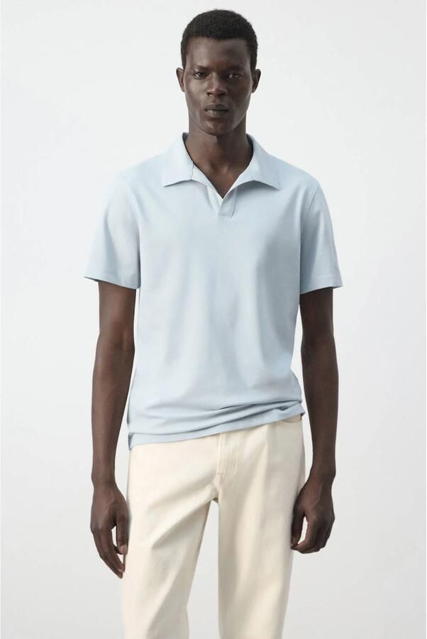 Mango Man slim fit polo lichtblauw