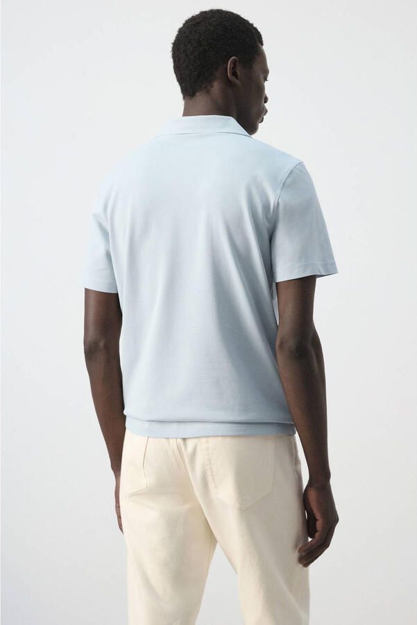 Mango Man slim fit polo lichtblauw - Foto 3