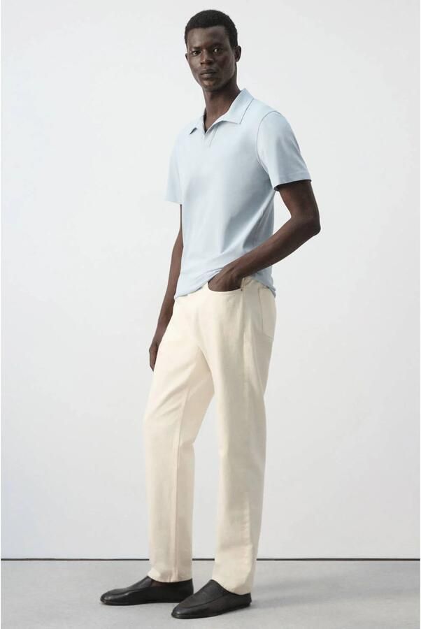 Mango Man slim fit polo lichtblauw - Foto 2