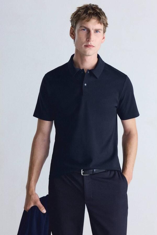 Mango Man slim fit polo marine