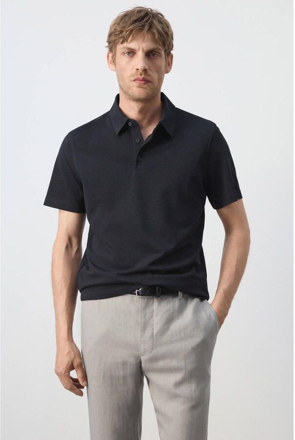 Mango Man slim fit polo marineblauw