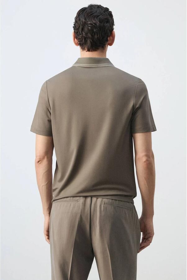 Mango Man slim fit polo middenbruin - Foto 3