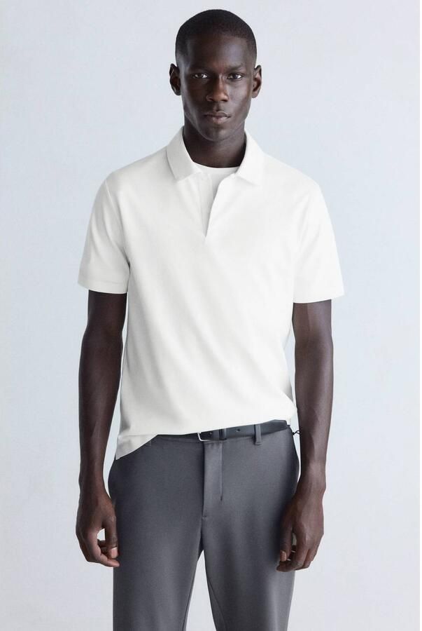 Mango Man slim fit polo naturel wit