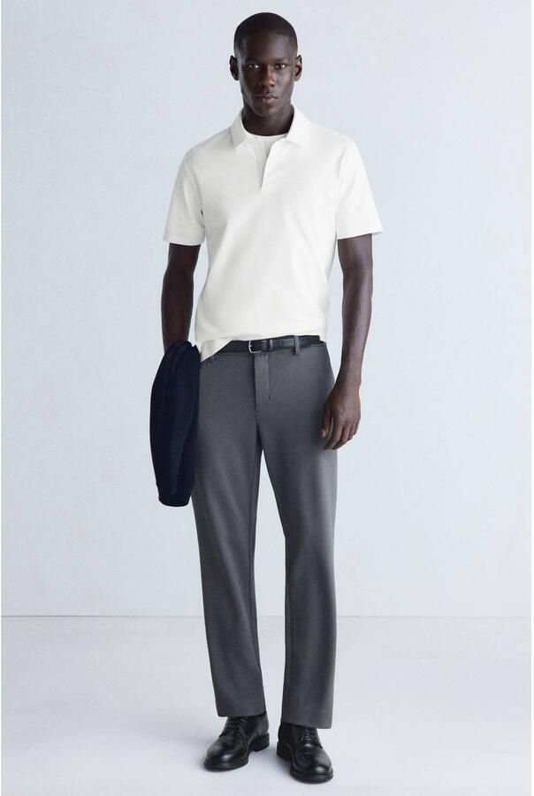 Mango Man slim fit polo naturel wit - Foto 2