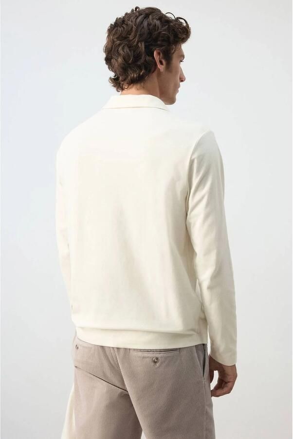 Mango Man slim fit polo naturel wit - Foto 2