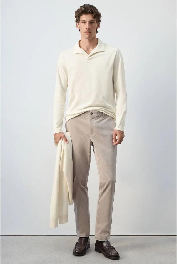 Mango Man slim fit polo naturel wit - Foto 3