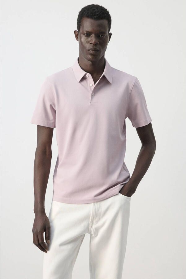 Mango Man slim fit polo pastelroze