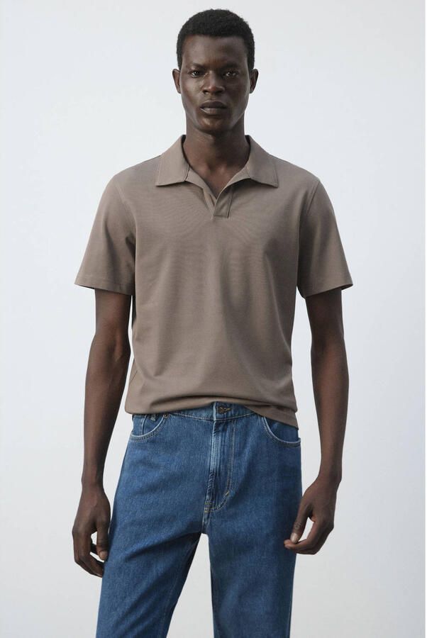 Mango Man slim fit polo taupe