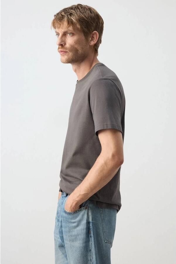 Mango Man slim fit T-shirt donkergrijs - Foto 2