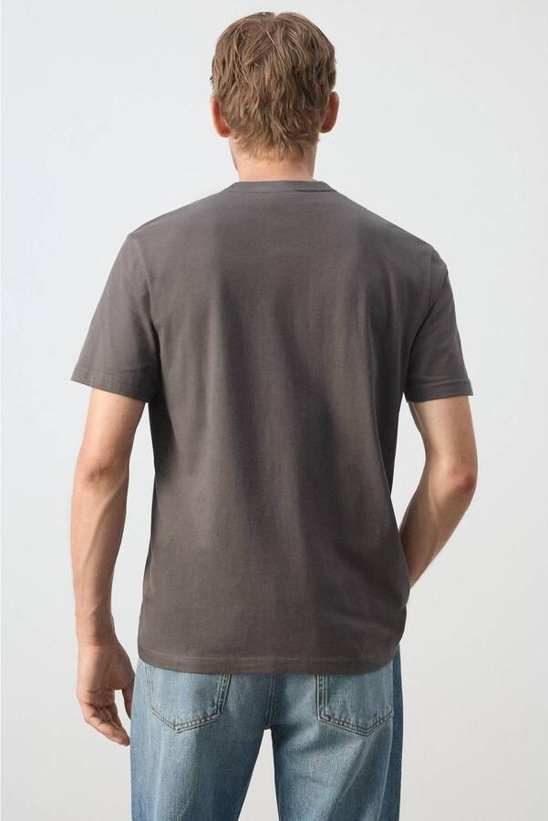 Mango Man slim fit T-shirt donkergrijs - Foto 3
