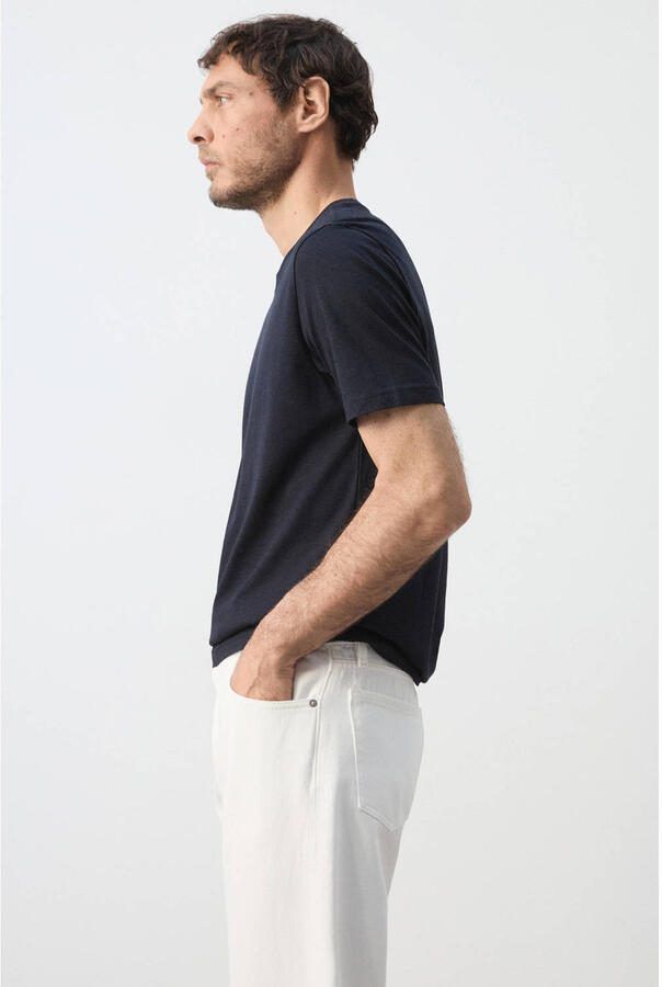 Mango Man slim fit T-shirt marineblauw - Foto 3