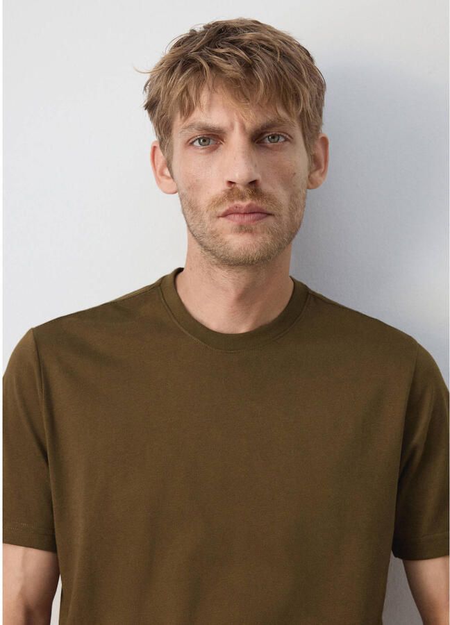 Mango Man slim fit T-shirt middenbruin - Foto 3