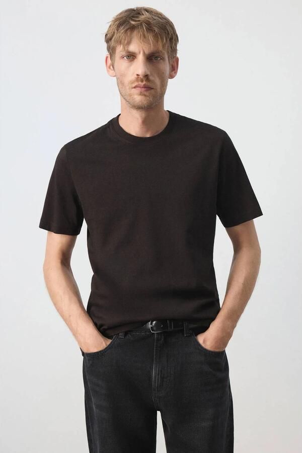 Mango Man slim fit T-shirt middenbruin