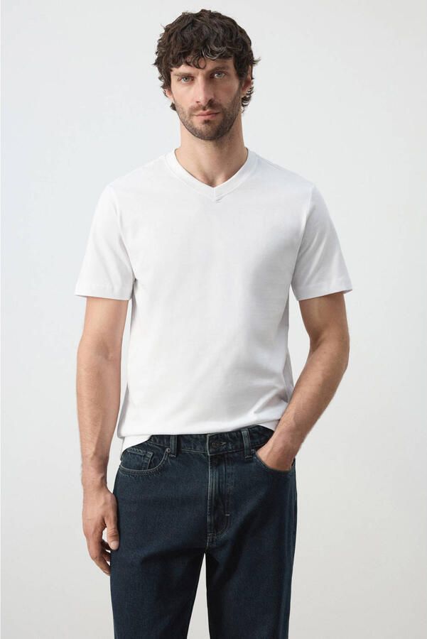 Mango Man slim fit T-shirt wit