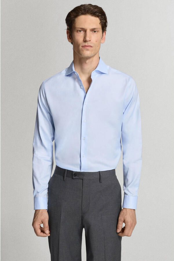 Mango Man slim fit zakelijk overhemd lichtblauw